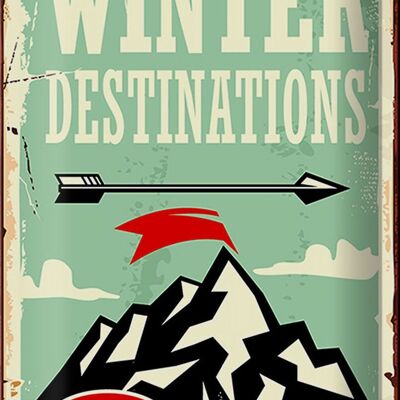 Plaque en tôle rétro 20x30cm Destinations d'hiver de ski