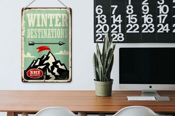 Plaque en tôle rétro 20x30cm Destinations d'hiver de ski 3