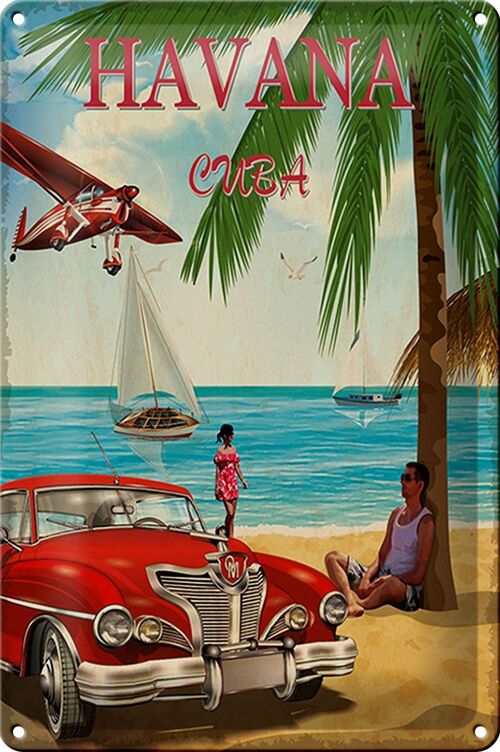 Blechschild Havana 20x30cm Cuba Retro Urlaub Palmen