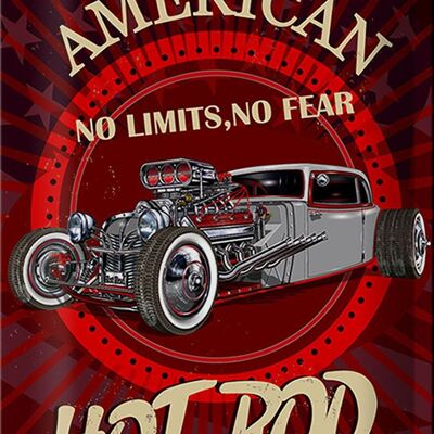 Metal sign American 20x30cm hot rod car no limits no fear