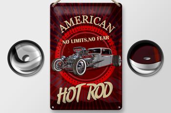 Plaque en tôle américaine 20x30cm hot rod car no Limits No Fear 2