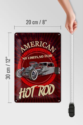 Plaque en tôle américaine 20x30cm hot rod car no Limits No Fear 4