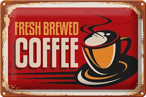 Blechschild Kaffee 30x20cm Retro Coffee fresh brewed