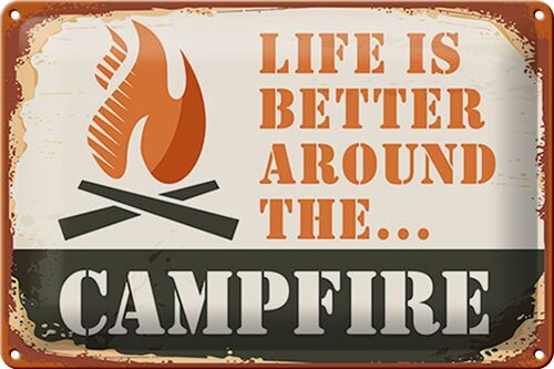 Blechschild Camping 30x20cm Campfire life is better Outdoor