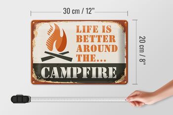 Panneau en étain Camping 30x20cm, la vie au feu de camp est meilleure en plein air 4