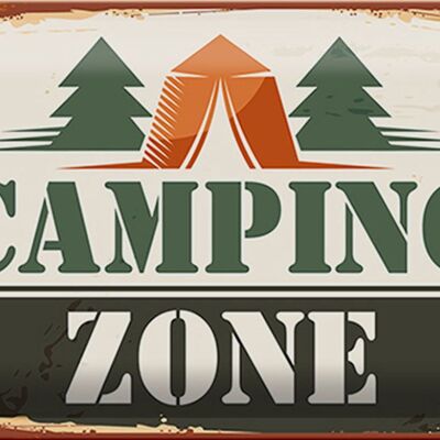 Panneau en étain Camping 30x20cm Zone de camping extérieure