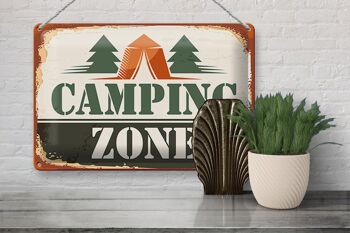 Panneau en étain Camping 30x20cm Zone de camping extérieure 3
