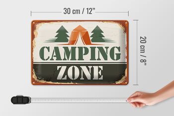 Panneau en étain Camping 30x20cm Zone de camping extérieure 4