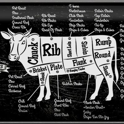 Metal sign butcher shop 30x20cm Beef cuts