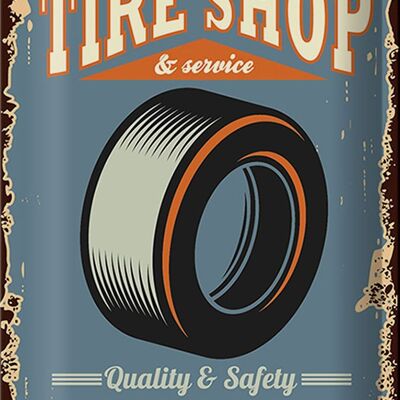 Plaque en tôle rétro 20x30cm Tire Shop Service ouvert 24h/24