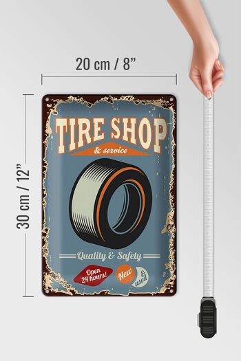 Plaque en tôle rétro 20x30cm Tire Shop Service ouvert 24h/24 4