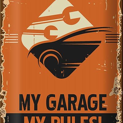 Targa in metallo Retro 20x30 cm Auto il mio garage le mie regole