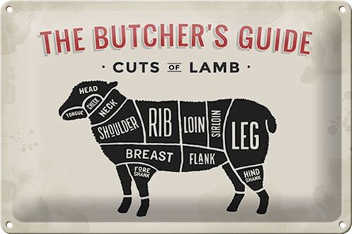 Blechschild Lamm 30x20cm Lamb cuts Metzgerei Fleisch