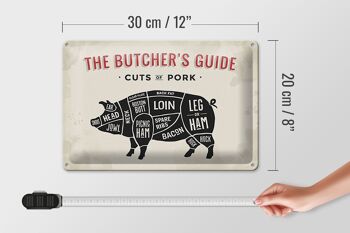 Plaque en tôle boucherie 30x20cm Porc coupe viande 4