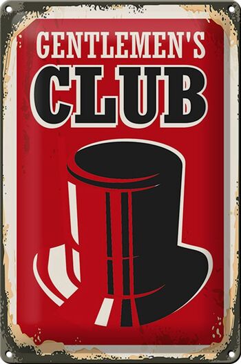 Plaque en tôle rétro 20x30cm Gentlemen's Club Men 1