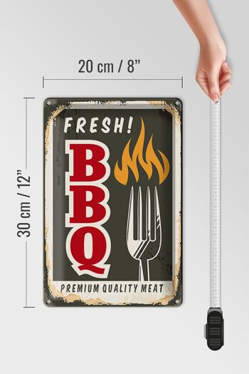 Plaque en tôle rétro 20x30cm BBQ frais viande de qualité supérieure 4