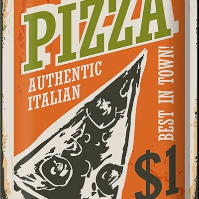 Cartel de chapa retro 20x30cm Pizza mejor de la ciudad 1$ italiano