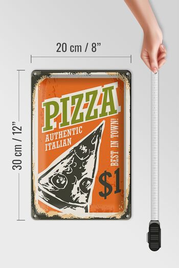 Plaque en tôle rétro 20x30cm Pizza best in town 1$ Italien 4