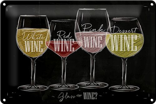 Blechschild Wein 30x20cm Glass of wine? red white