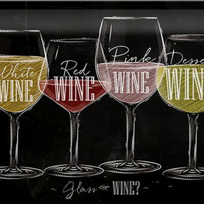 Tin sign wine 30x20cm Glass of wine?red white