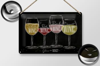 Plaque en tôle vin 30x20cm Un verre de vin ? rouge blanc 2