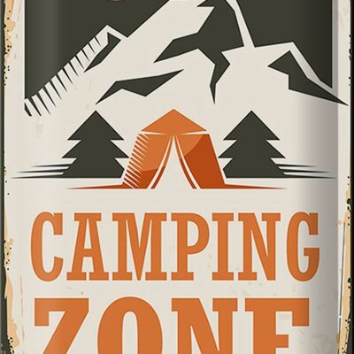 Panneau en étain Camping 20x30cm Zone de camping extérieure