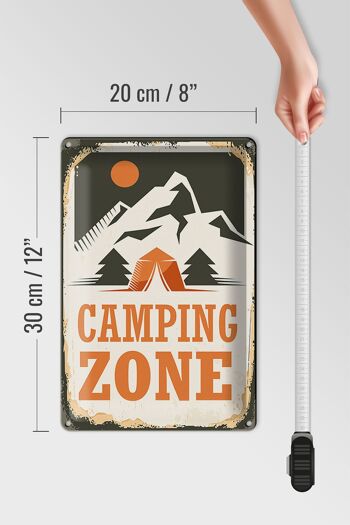 Panneau en étain Camping 20x30cm Zone de camping extérieure 4