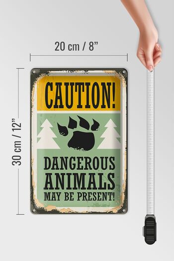 Plaque en tôle rétro 20x30cm Attention animaux dangereux 4