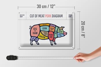Plaque en tôle boucherie 30x20cm Coupes de porc viande de magasin 4