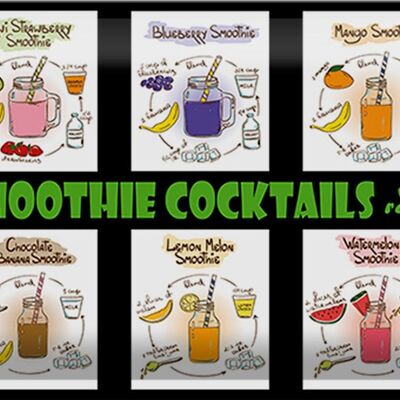 Blechschild 30x20cm 6 smoothie cocktails recipes