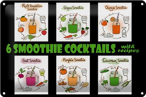 Blechschild 30x20cm 6 smoothie cocktails