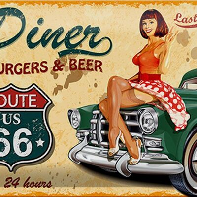 Cartel de chapa Pinup 30x20cm Retro diner hamburguesas cerveza