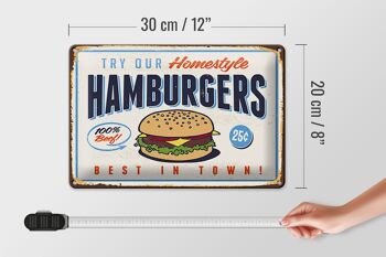 Plaque en tôle rétro 30x20cm hamburgers best in town 4