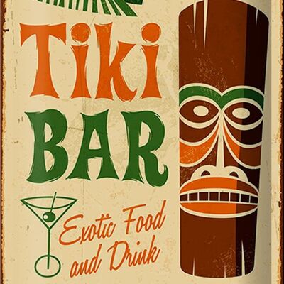 Cartel de chapa 20x30cm Tiki Bar Aloha Comida exótica