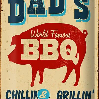 Cartel de chapa retro 20x30cm El mundialmente famoso BBQ grillin de papá