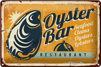 Plaque en tôle Oyster Bar 30x20cm Restaurant de fruits de mer 1