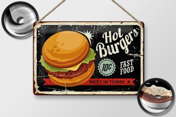 Plaque en tôle Hot Burgers 30x20cm Best in Town 2