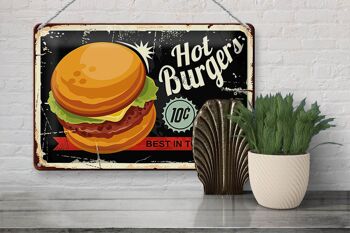 Plaque en tôle Hot Burgers 30x20cm Best in Town 3