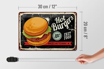 Plaque en tôle Hot Burgers 30x20cm Best in Town 4