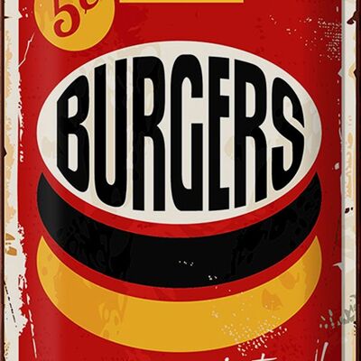 Plaque en tôle burgers 20x30cm best in town fast food