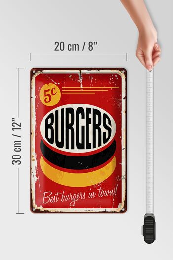 Plaque en tôle burgers 20x30cm best in town fast food 4