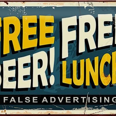 Metal sign beer 30x20cm Free beer lunch Retro