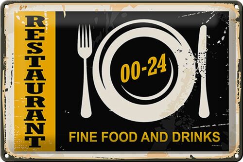 Blechschild Restaurant 30x20cm Fine Food Drinks Essen