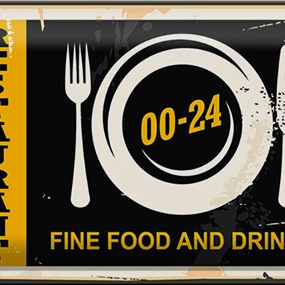 Cartel de chapa para restaurante, 30x20cm, comida fina, bebidas, comida