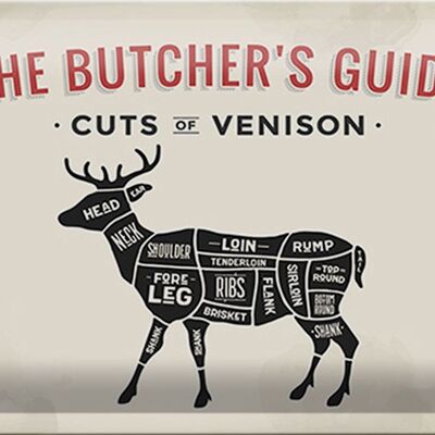 Metal sign butcher shop 30x20cm cuts of Venison Deer