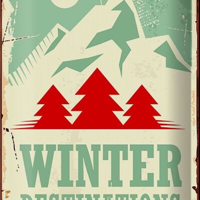 Cartel de chapa retro 20x30cm esquí destinos de invierno aventura