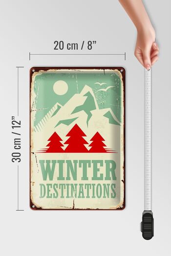Panneau en étain rétro 20x30cm, ski, destinations d'hiver, aventure 4
