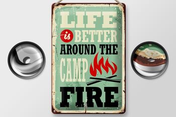 Panneau en étain rétro 20x30cm, Camping, feu de camp, la vie est meilleure 2