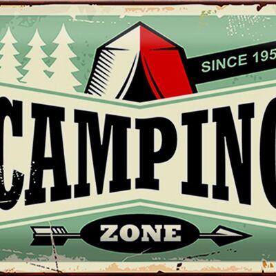 Targa in metallo retrò 30x20 cm Camping Zone Outdoor Adventure