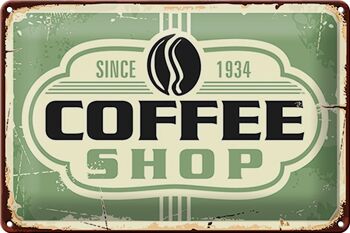 Plaque en tôle café 30x20cm Coffee Shop depuis 1934 1